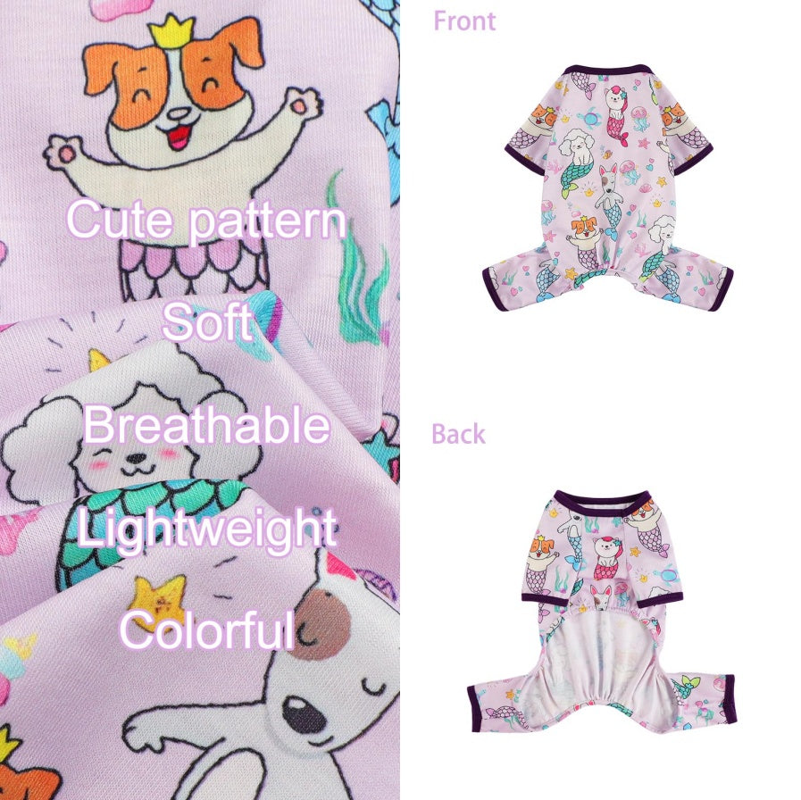 Dog Pajamas Pjs Spring Summer Dog Clothes For Small Dogs Girl Boy, Soft Stretchy Tiny Chihuahua Yorkie Puppy Clothes Doggie Onesies Cat Pet Jammies Outfit, Mermaids Everware Hub