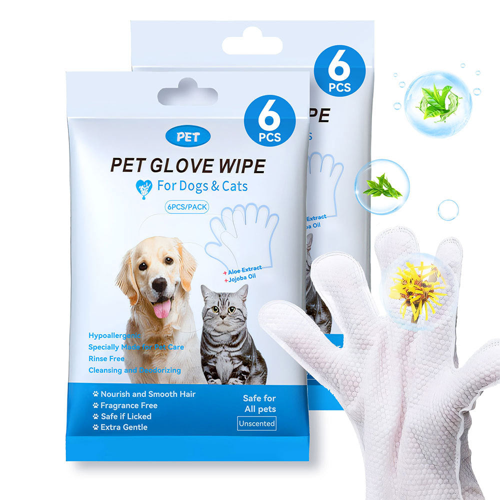 Cleaning Wipes Gloves For Dog And Cat,Pet Bathing Wipes Cleaning & Deodorizing,Dog Wipes For Body Paws Butt Daily Care,Cat Grooming Wipes Cleaning Fur Traveling Rinse Free,6PCS-1PACK Everware Hub