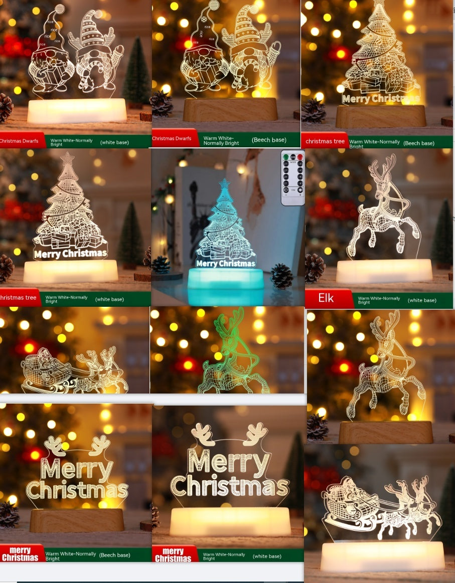 Christmas Decoration 3D Lamp Acrylic LED Night Lights New Year Valentines Day Christmas Kids Gift Christmas Ornaments Everware Hub