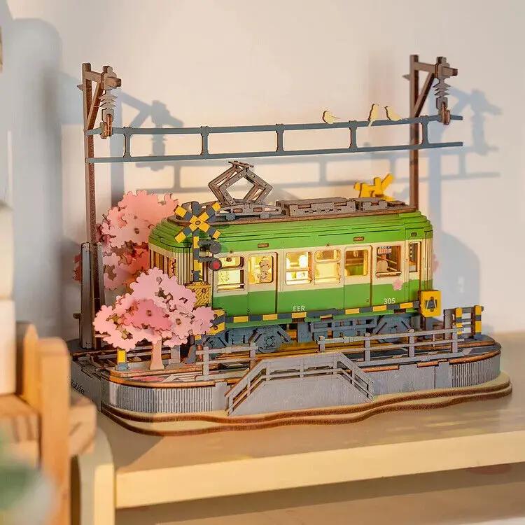 Rolife Sakura Journey Tram Car 3D Wooden Puzzle Toy Everware Hub