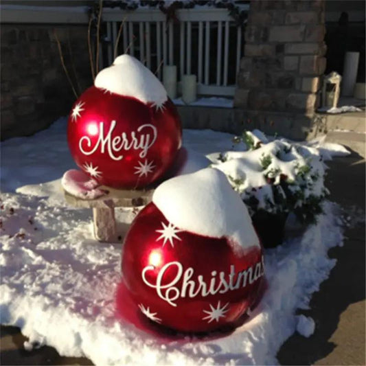 60CM Inflatable Christmas Ornament Ball ,Giant Outdoor PVC Holiday Decoration for Tree, Yard & Events Everware Hub