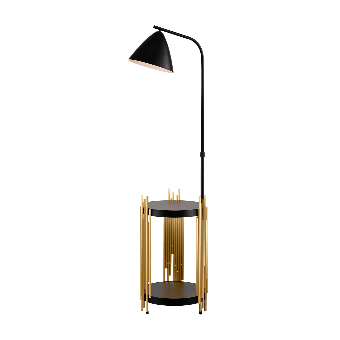 Luxury Floor Lamp with Shelves – Matte Gold/Black, E26 Base Everware Hub