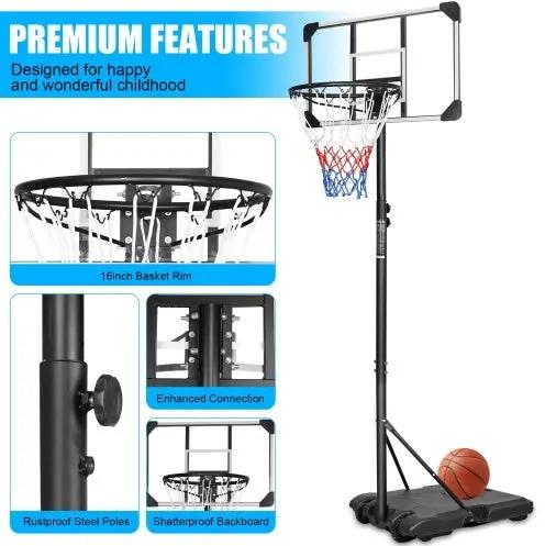 Portable Basketball Hoop for Teens – 5.6ft to 7ft Height Adjustable Everware Hub
