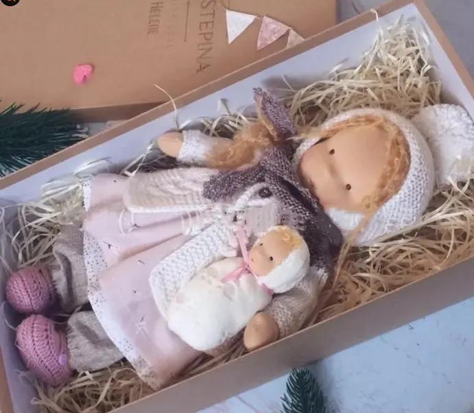 Handmade Plush Doll, Golden Curly Hair Girl , Soft Stuffed Doll Gift for Kids & Collectors Everware Hub