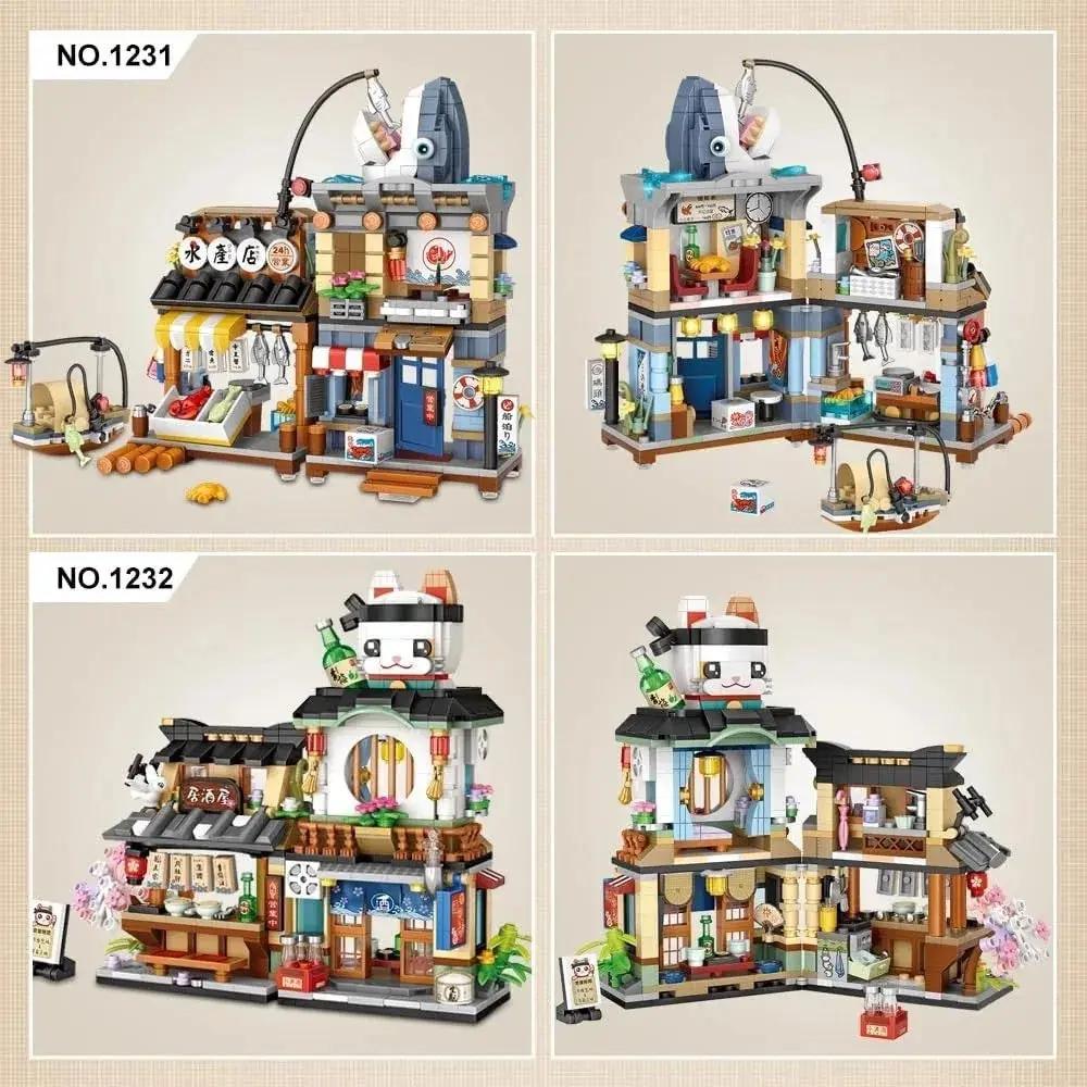 4 PACK Brick Building Set For Kids, 2969 PCS Building Blocks Kit Japanese Street Building Toy Set Gift For 6-15 Years Old Kid And Adult Everware Hub