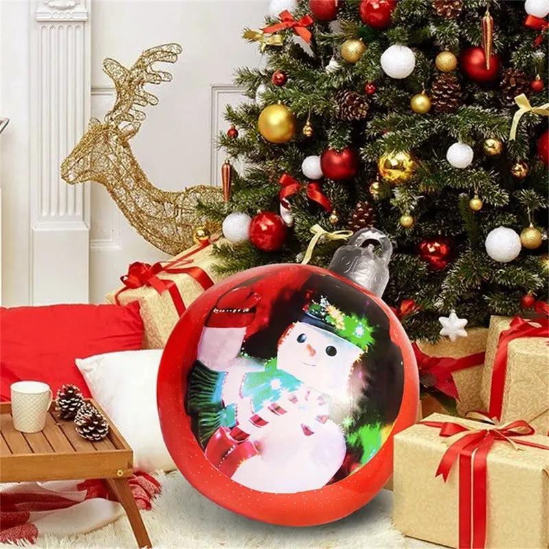 60CM Inflatable Christmas Ornament Ball ,Giant Outdoor PVC Holiday Decoration for Tree, Yard & Events Everware Hub