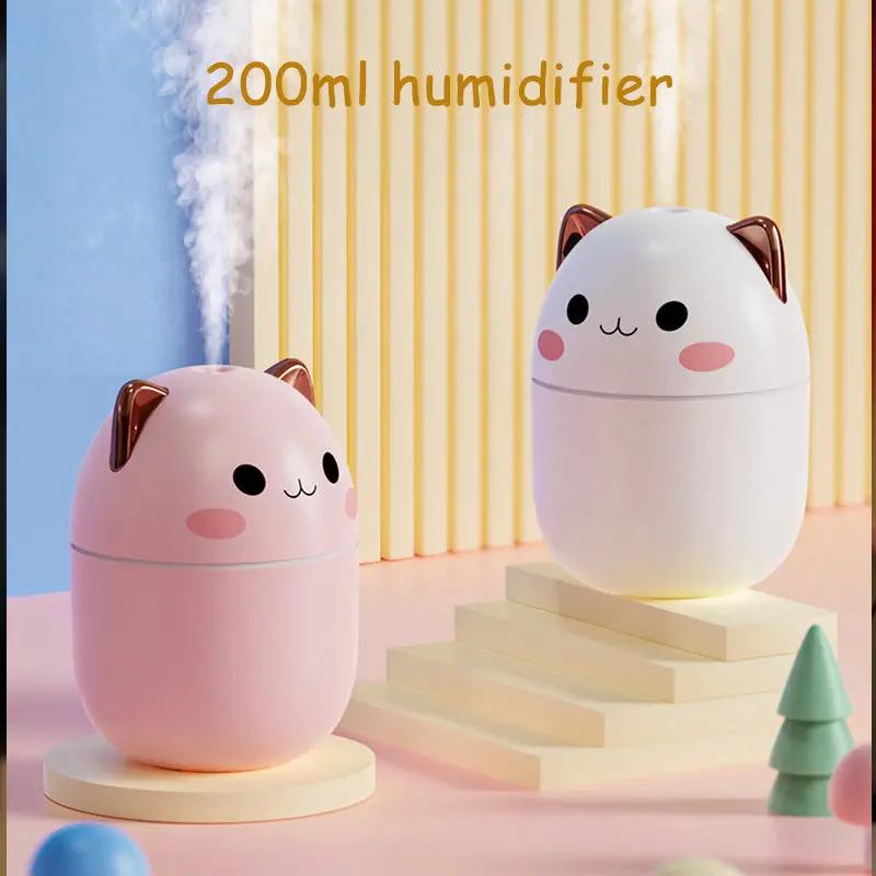 Cute Cat Air Purifier USB, Silent Cool Mist LED Aroma Diffuser Everware Hub
