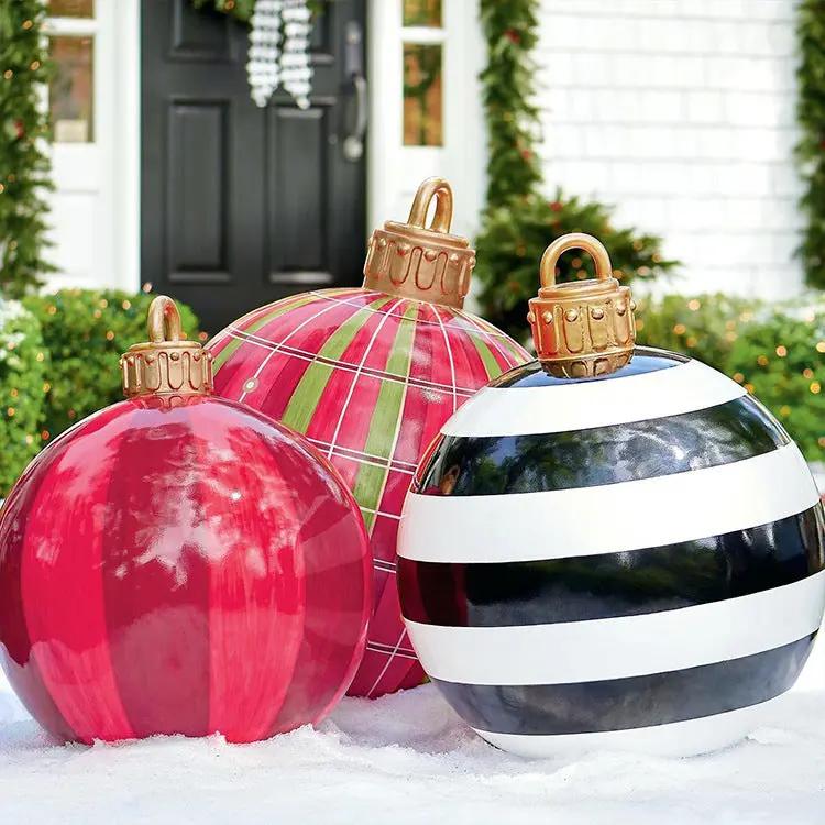 60CM Inflatable Christmas Ornament Ball ,Giant Outdoor PVC Holiday Decoration for Tree, Yard & Events Everware Hub