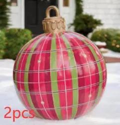 60CM Inflatable Christmas Ornament Ball ,Giant Outdoor PVC Holiday Decoration for Tree, Yard & Events Everware Hub