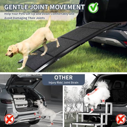 Extra Wide Pet Ramp for Car – 71"x20" Foldable, Non-Slip, Portable Dog Ramp for Medium & Large Dogs up to 250 lbs Everware Hub