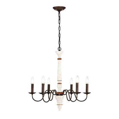 Retro White & Rust 6-Light Chandelier Pendant for Dining Room, Home Everware Hub