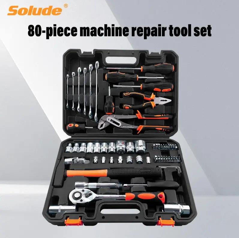 80-Piece Machine Repair Tool Kit, Heavy-Duty Automotive & Home Maintenance Set Everware Hub