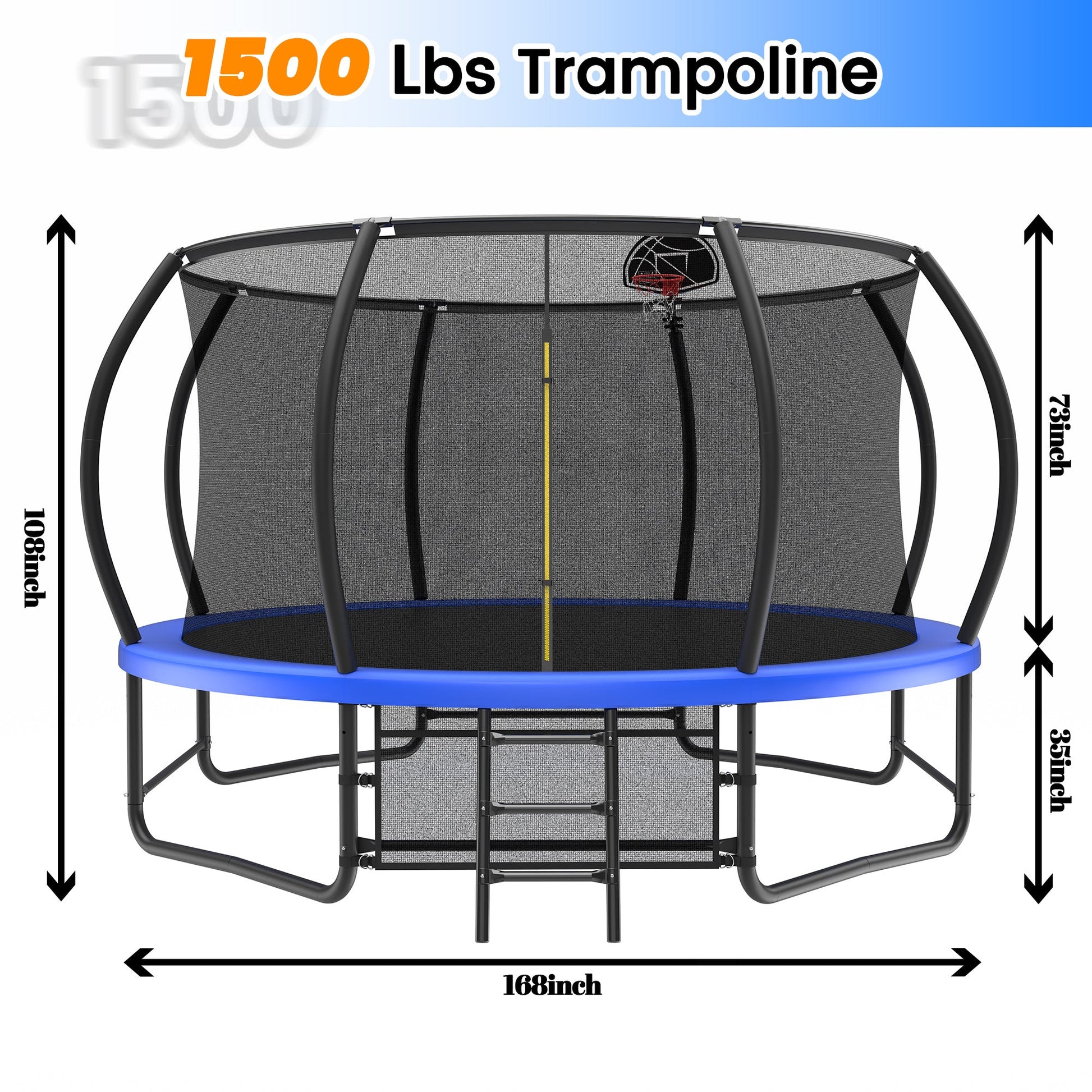 14FT Outdoor Fenced Trampoline with Ladder,Rust-Proof Leisure Jumping Trampoline for Kids & Adults Everware Hub