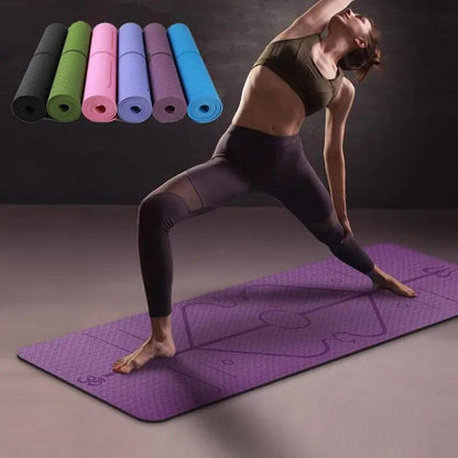 Non-Slip TPE Yoga Mat with Position Line – Eco-Friendly, Anti-Skid Exercise Mat for Beginners & Home Workouts Everware Hub
