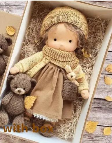 Handmade Plush Doll, Golden Curly Hair Girl , Soft Stuffed Doll Gift for Kids & Collectors Everware Hub