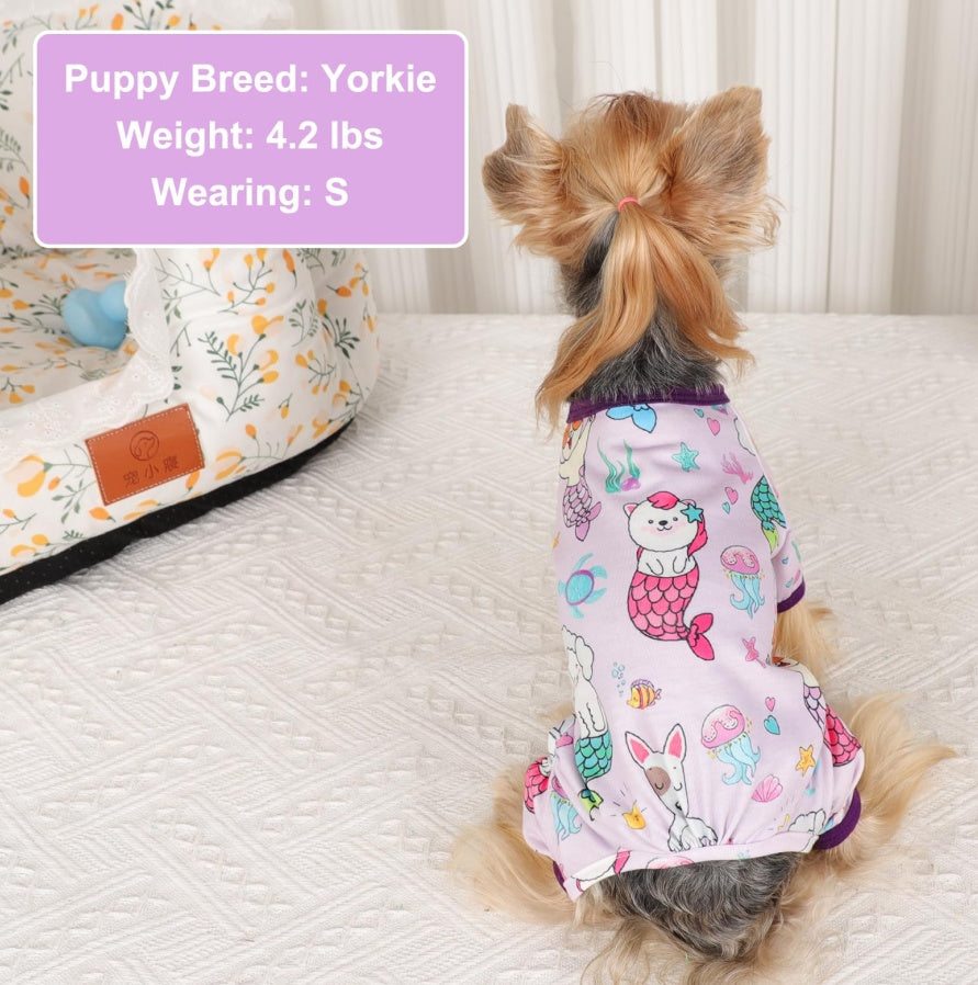 Dog Pajamas Pjs Spring Summer Dog Clothes For Small Dogs Girl Boy, Soft Stretchy Tiny Chihuahua Yorkie Puppy Clothes Doggie Onesies Cat Pet Jammies Outfit, Mermaids Everware Hub