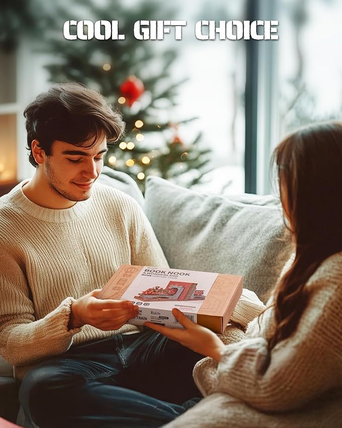 ROBOTIME Century Train DIY Book Nook Kit – 3D Wooden Puzzle Bookend Model for Adults & Kids Everware Hub