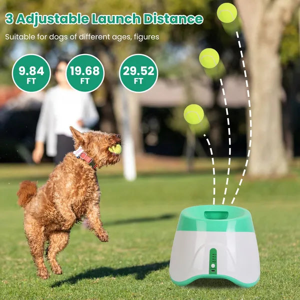 Automatic Dog Ball Launcher 6 Balls Adjustable Distance Fetch Machine