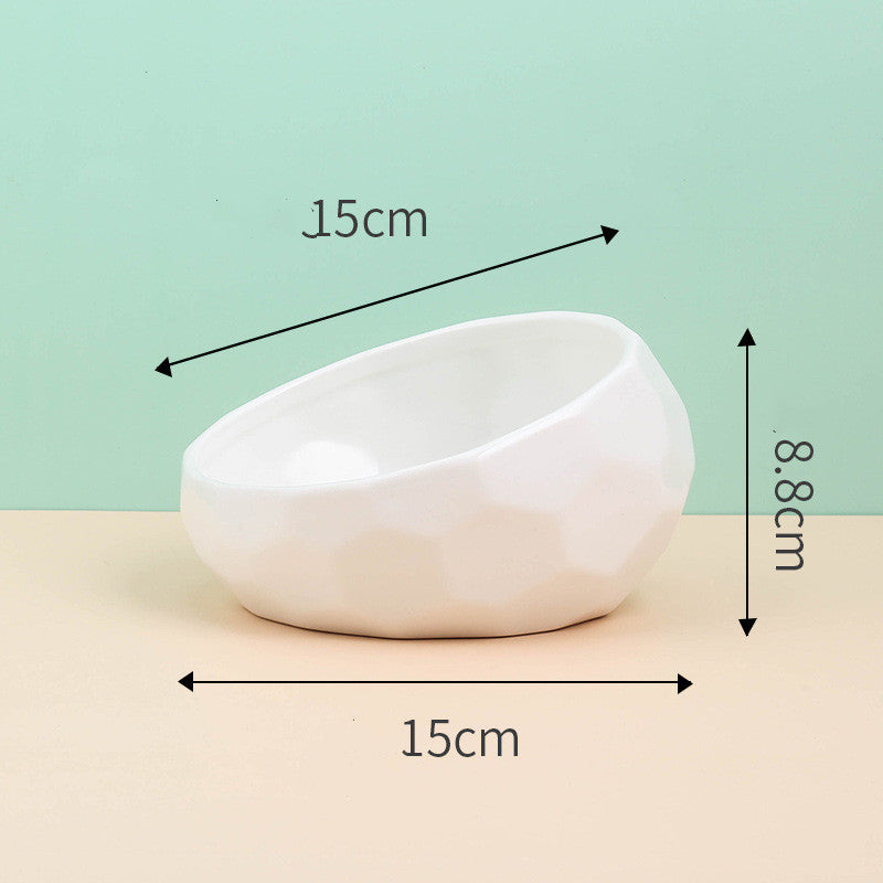 Ceramic Pet Bowl,Oblique Mouth Cat & Dog Bowl for Comfortable Feeding Everware Hub