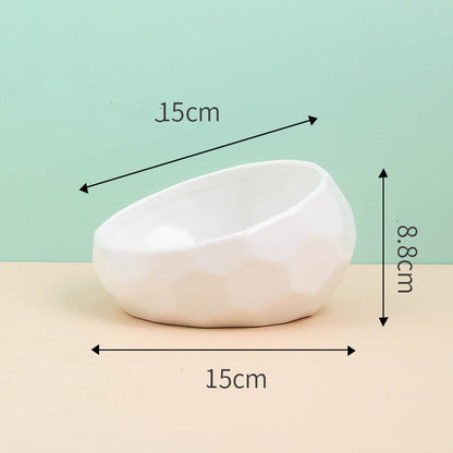 Ceramic Pet Bowl,Oblique Mouth Cat & Dog Bowl for Comfortable Feeding Everware Hub