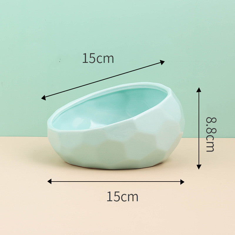Ceramic Pet Bowl,Oblique Mouth Cat & Dog Bowl for Comfortable Feeding Everware Hub