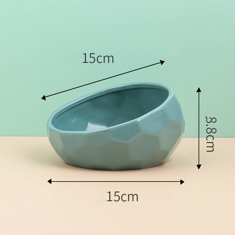 Ceramic Pet Bowl,Oblique Mouth Cat & Dog Bowl for Comfortable Feeding Everware Hub