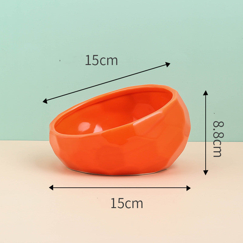 Ceramic Pet Bowl,Oblique Mouth Cat & Dog Bowl for Comfortable Feeding Everware Hub