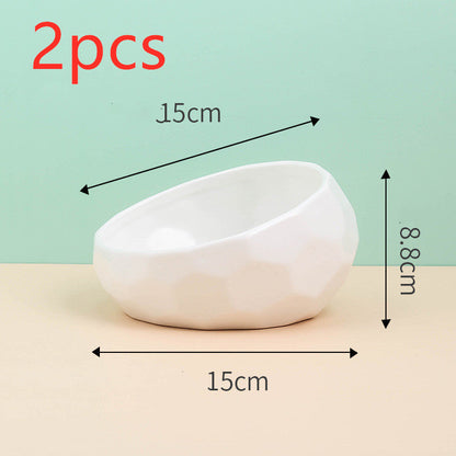 Ceramic Pet Bowl,Oblique Mouth Cat & Dog Bowl for Comfortable Feeding Everware Hub