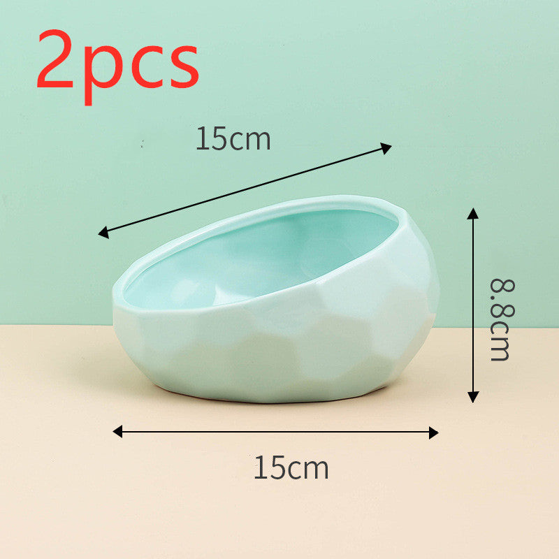 Ceramic Pet Bowl,Oblique Mouth Cat & Dog Bowl for Comfortable Feeding Everware Hub