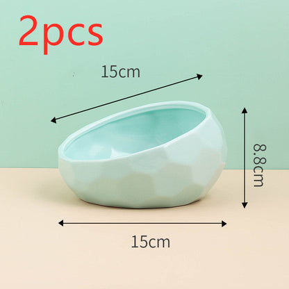 Ceramic Pet Bowl,Oblique Mouth Cat & Dog Bowl for Comfortable Feeding Everware Hub