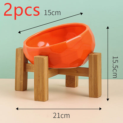 Ceramic Pet Bowl,Oblique Mouth Cat & Dog Bowl for Comfortable Feeding Everware Hub