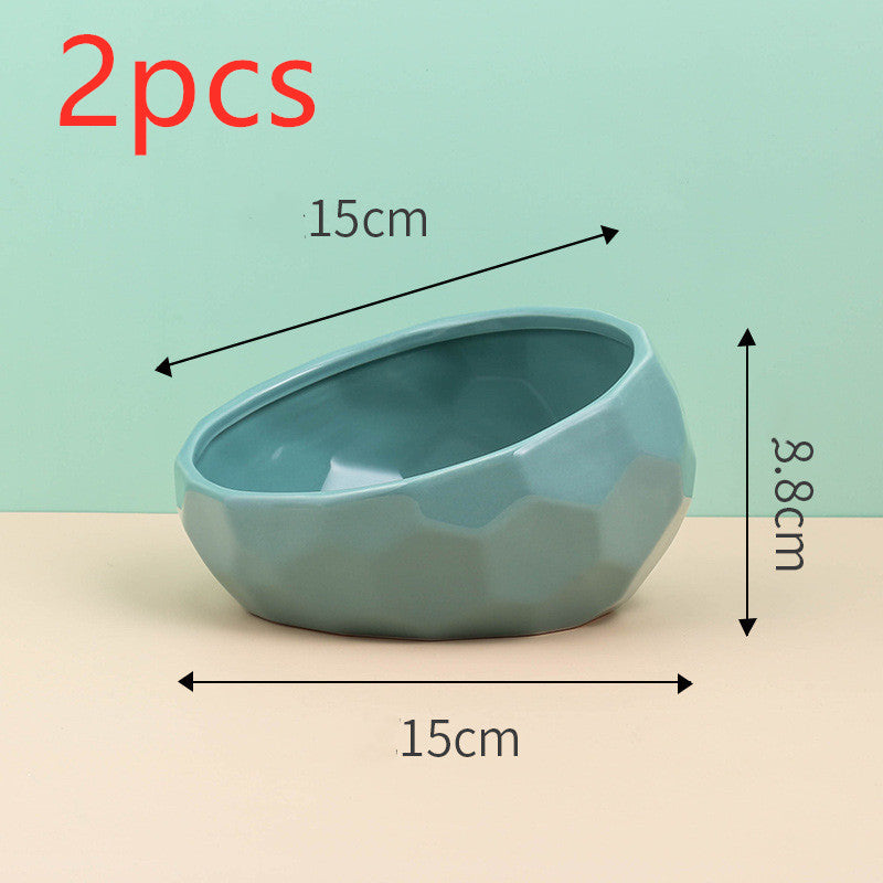 Ceramic Pet Bowl,Oblique Mouth Cat & Dog Bowl for Comfortable Feeding Everware Hub