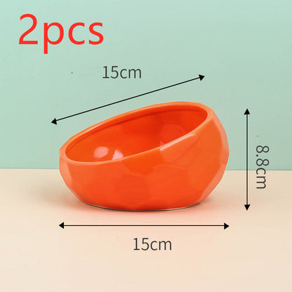 Ceramic Pet Bowl,Oblique Mouth Cat & Dog Bowl for Comfortable Feeding Everware Hub