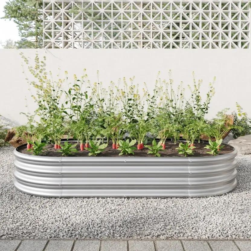 Oval Metal Raised Garden Bed , Large Outdoor Planter Box Everware Hub