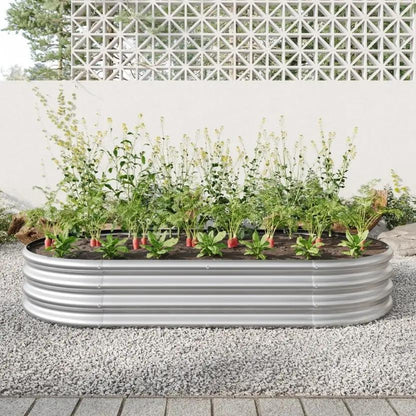 Oval Metal Raised Garden Bed , Large Outdoor Planter Box Everware Hub