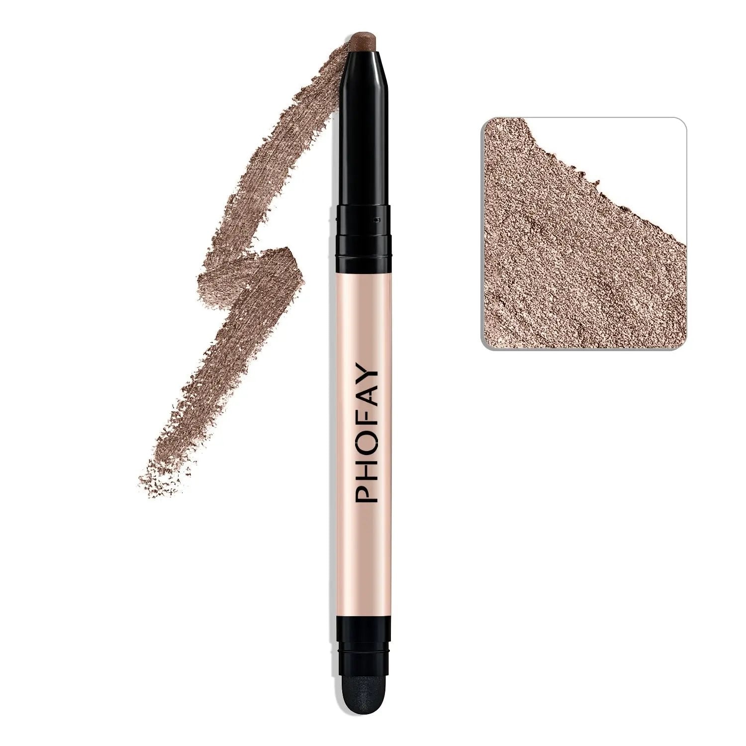 PHOFAY waterproof eyeshadow stick in shimmery taupe with creamy texture and smudge-proof finish.