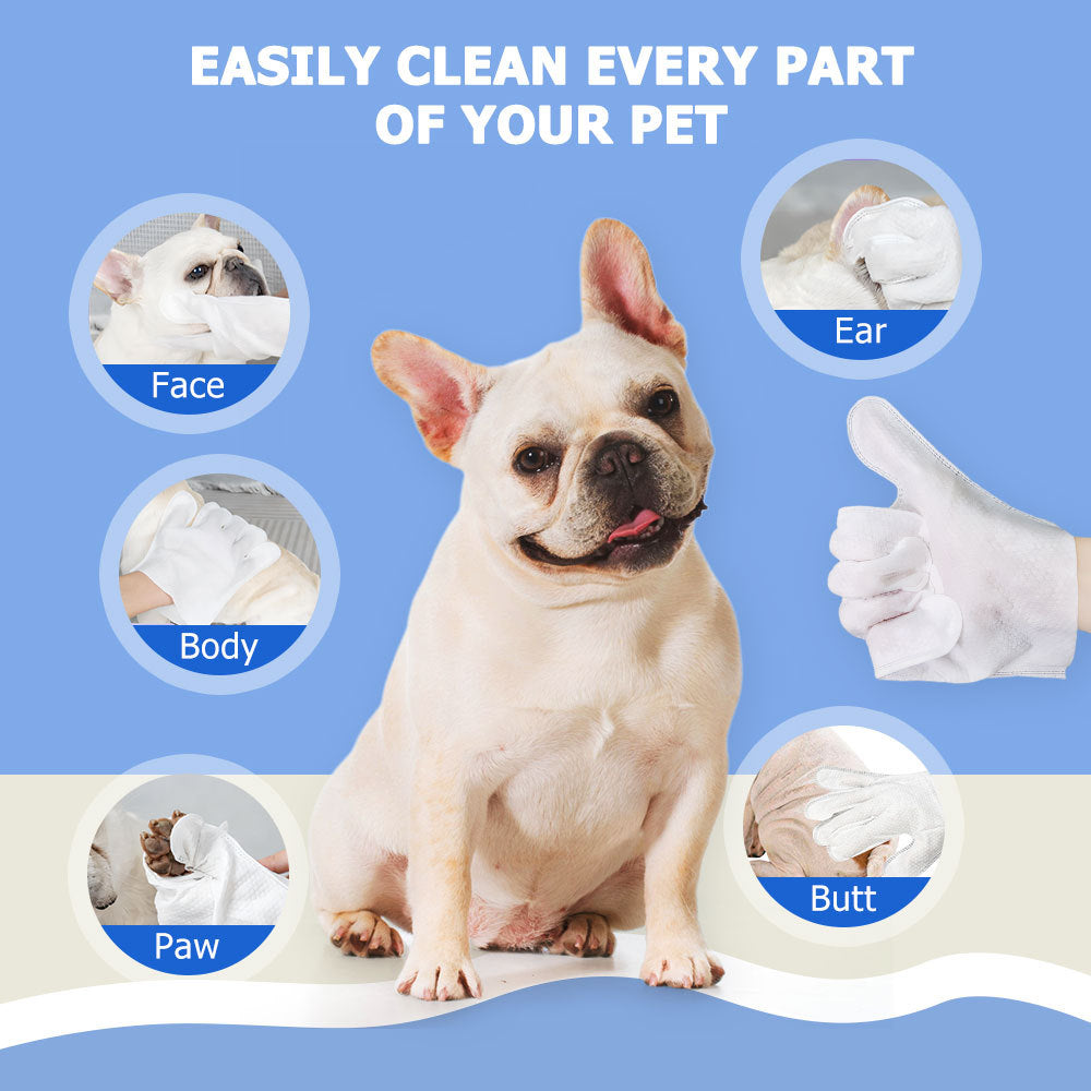 Cleaning Wipes Gloves For Dog And Cat,Pet Bathing Wipes Cleaning & Deodorizing,Dog Wipes For Body Paws Butt Daily Care,Cat Grooming Wipes Cleaning Fur Traveling Rinse Free,6PCS-1PACK Everware Hub
