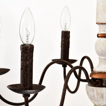 Retro White & Rust 6-Light Chandelier Pendant for Dining Room, Home Everware Hub