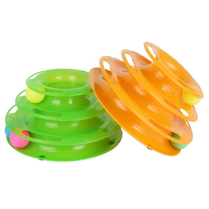 Pet Cat Crazy Ball Disk – 3-Layer Interactive Track Tower Toy for Indoor Fun Everware Hub