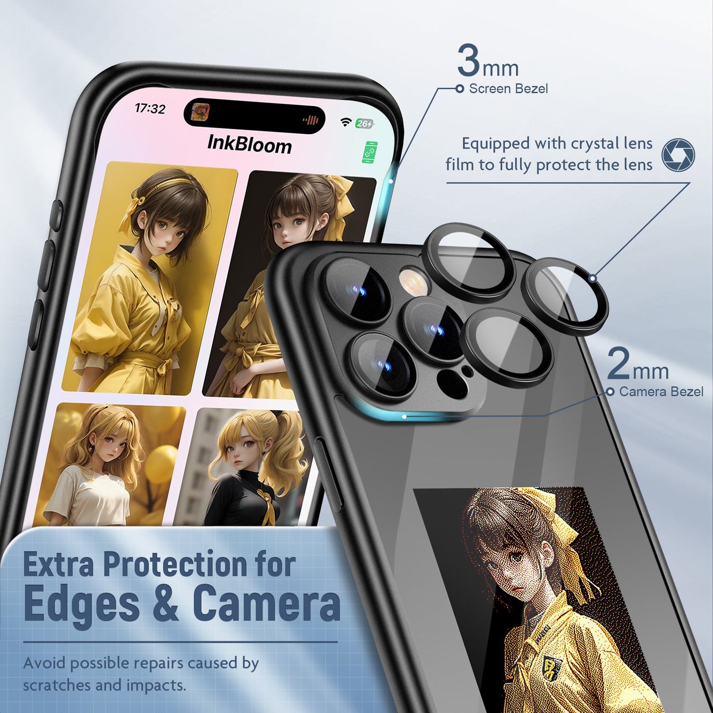 iPhone 15 Pro/Pro Max NFC E-Ink Flip Case – Smart Custom DIY Ink Screen All-Inclusive Phone Cover Everware Hub