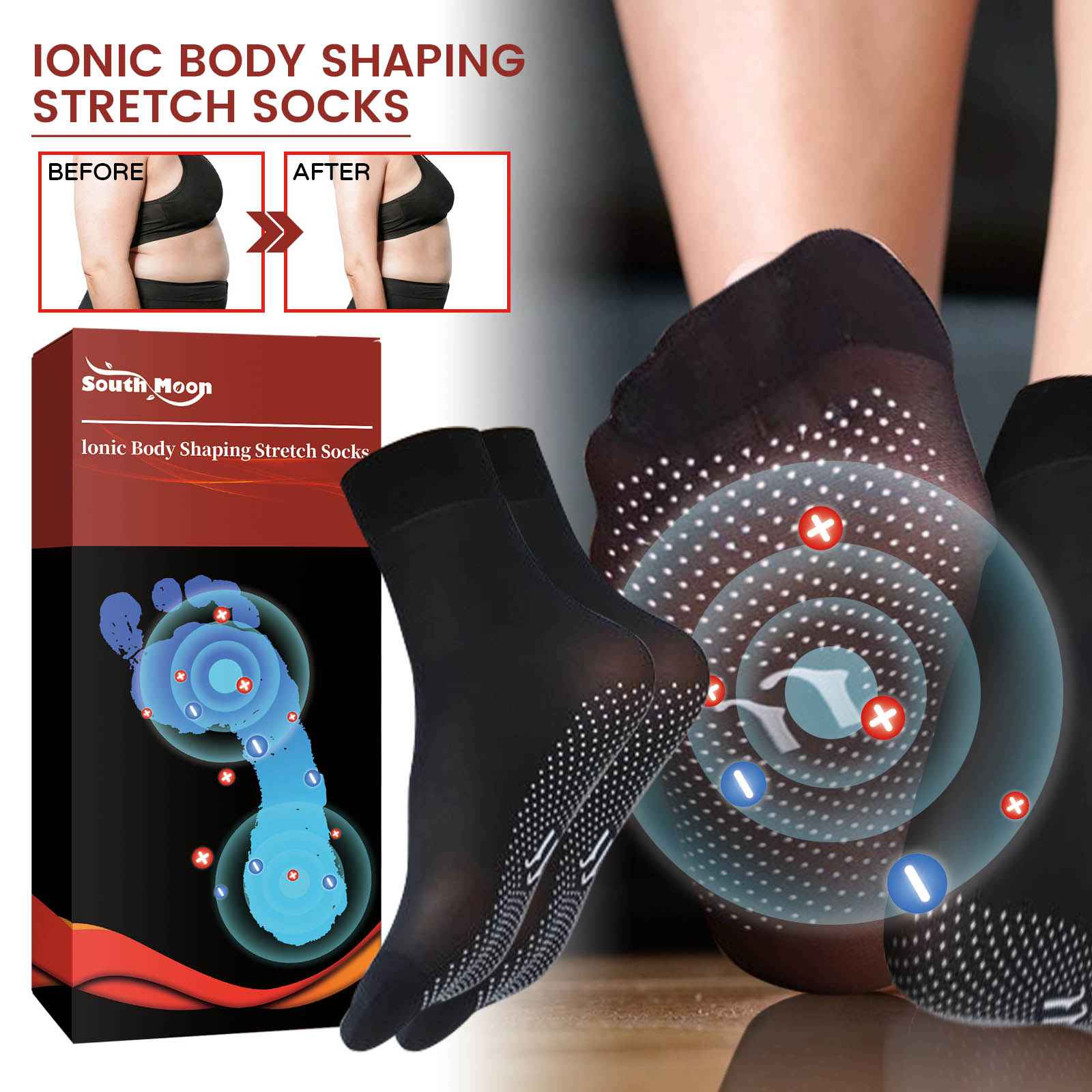 South Moon Ionic Body Shaping Stretch Socks – Non-Slip Sports Socks
