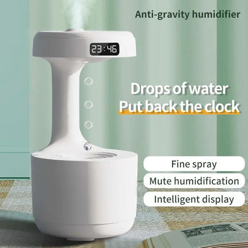 Anti-Gravity Humidifier with Clock & Aroma Diffuser – Quiet & Stylish Everware Hub