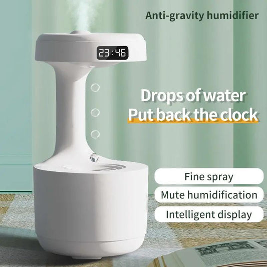 Anti-Gravity Humidifier with Clock & Aroma Diffuser – Quiet & Stylish Everware Hub