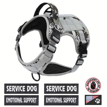 American Local Tactical Pet Service Dog Harness Vest Adjustable Reflective Dog Harness Metal Buckle Hiking Training Everware Hub