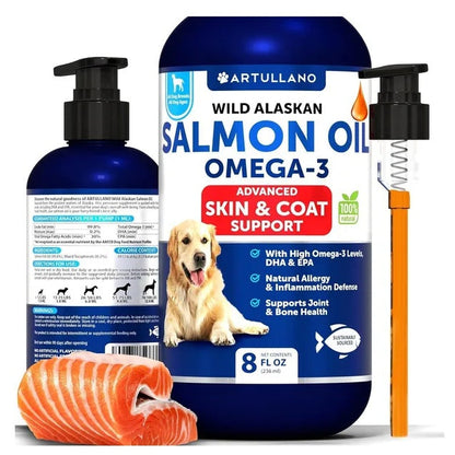 Wild Alaskan Salmon Oil for Dogs – 3 Pack 8ox, Omega 3 Fish Oil for Healthy Skin, Coat, Joints & Heart, Pure Dog Supplement Everware Hub
