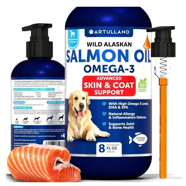 Wild Alaskan Salmon Oil for Dogs – 3 Pack 8ox, Omega 3 Fish Oil for Healthy Skin, Coat, Joints & Heart, Pure Dog Supplement Everware Hub