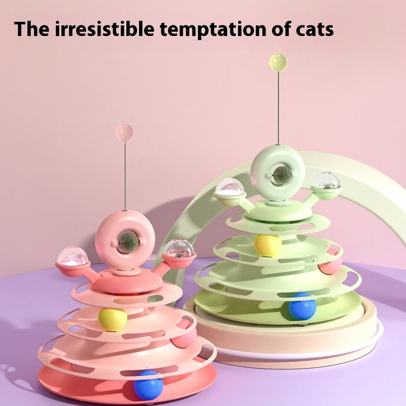 4-Level Cat Toy Tower, interactive Roller Ball Track Puzzle Toy for Cats & Kittens Everware Hub