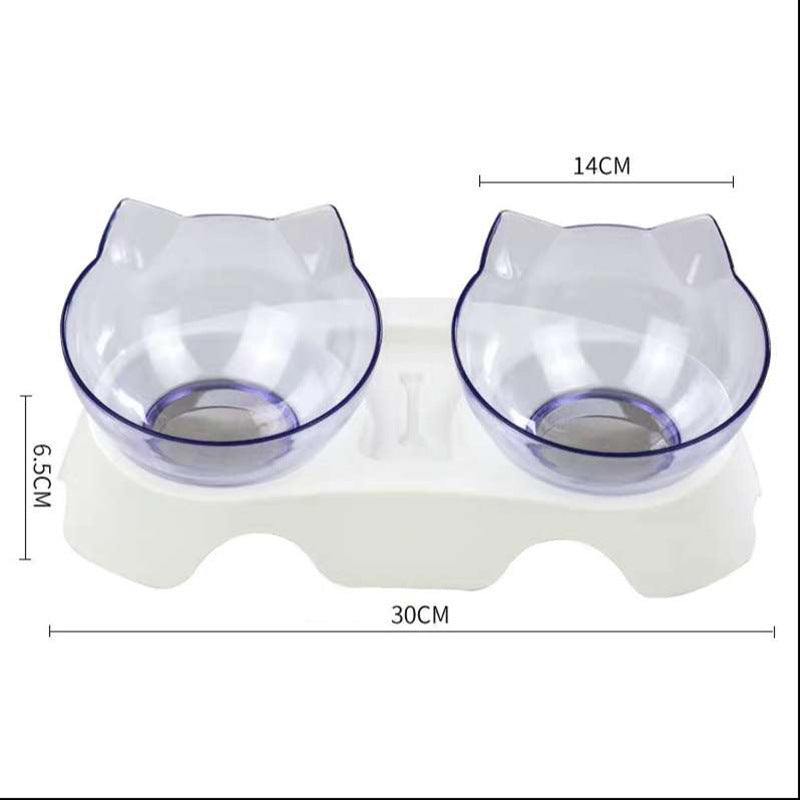 Cat Double Bowl,Elevated Cat Food & Water Bowls for Cervical Spine Protection Everware Hub
