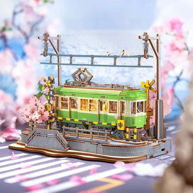 Rolife Sakura Journey Tram Car 3D Wooden Puzzle Toy Everware Hub