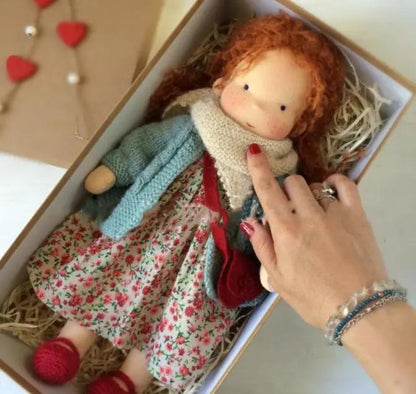 Handmade Plush Doll, Golden Curly Hair Girl , Soft Stuffed Doll Gift for Kids & Collectors Everware Hub